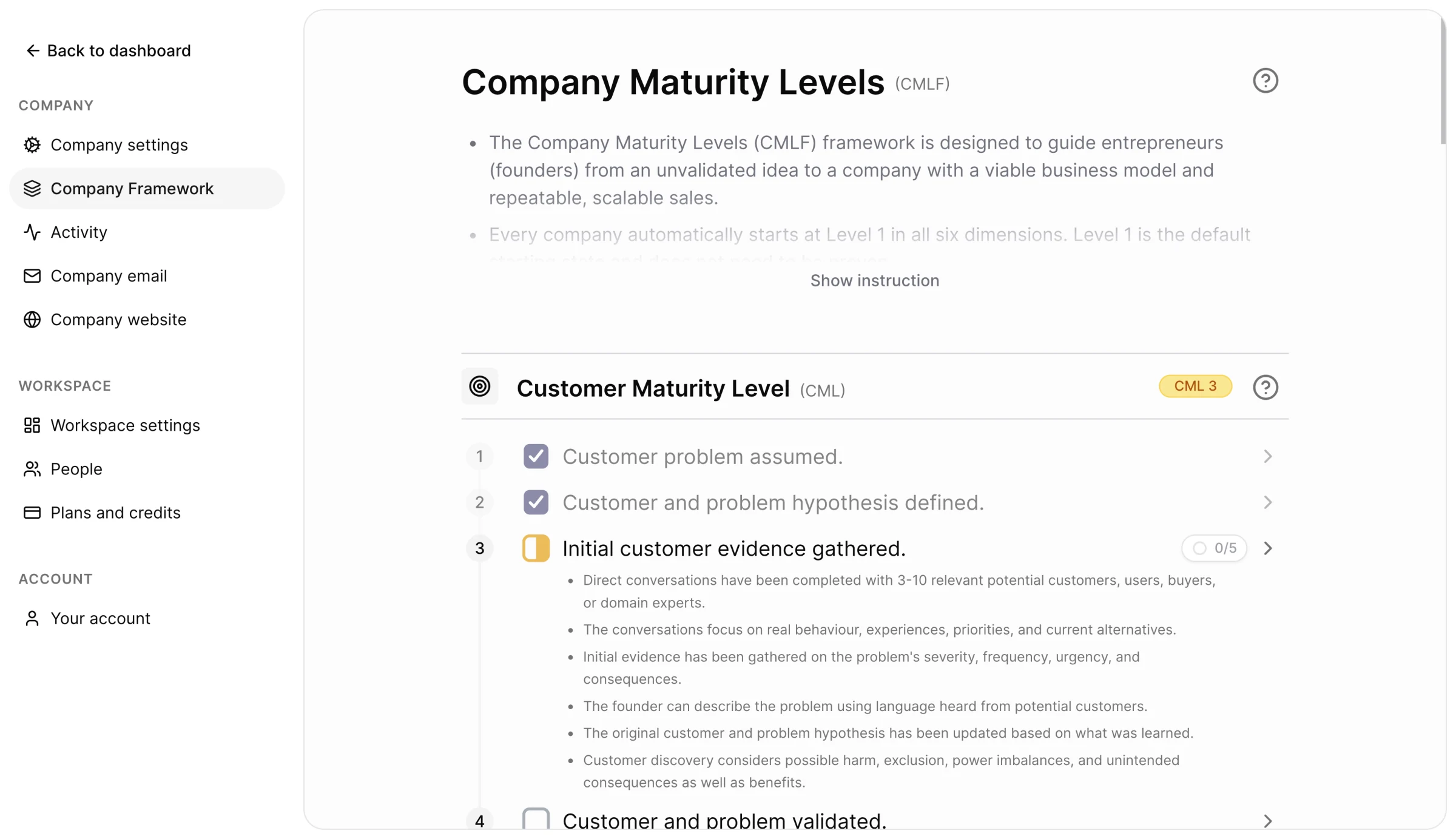 Polycorp Compass framework with evidence requirements across its four maturity tracks